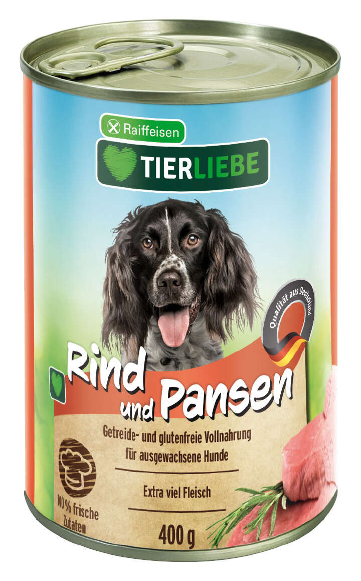 TIERLIEBE Hunde-Nassfutter Rind und Pansen